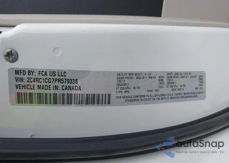 2023 Chrysler Voyager Lx z USA, uszkodzony, nr VIN 2C4RC1CG7PR579338